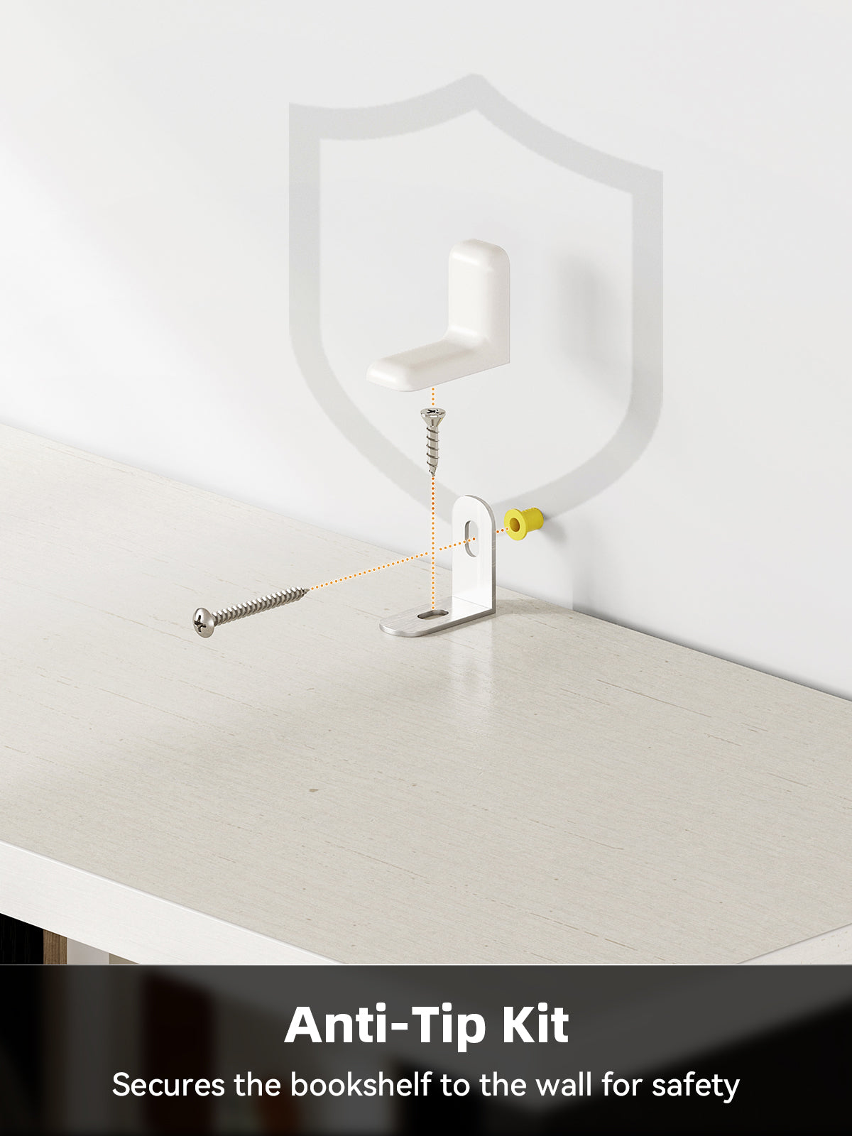 KKL 7 Tier Bookshelf, Tall Geometric Bookcase with Fabric Drawers, Modern Display Book Shelves Book Case for Living Room Bedroom, Wood Decorative Standing Shelving Unit for Home Office, White